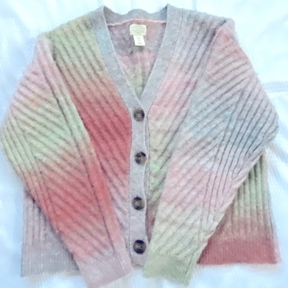 Telluride tie-dye cardigan, rainbow women’s medium fuzzy - Picture 1 of 7